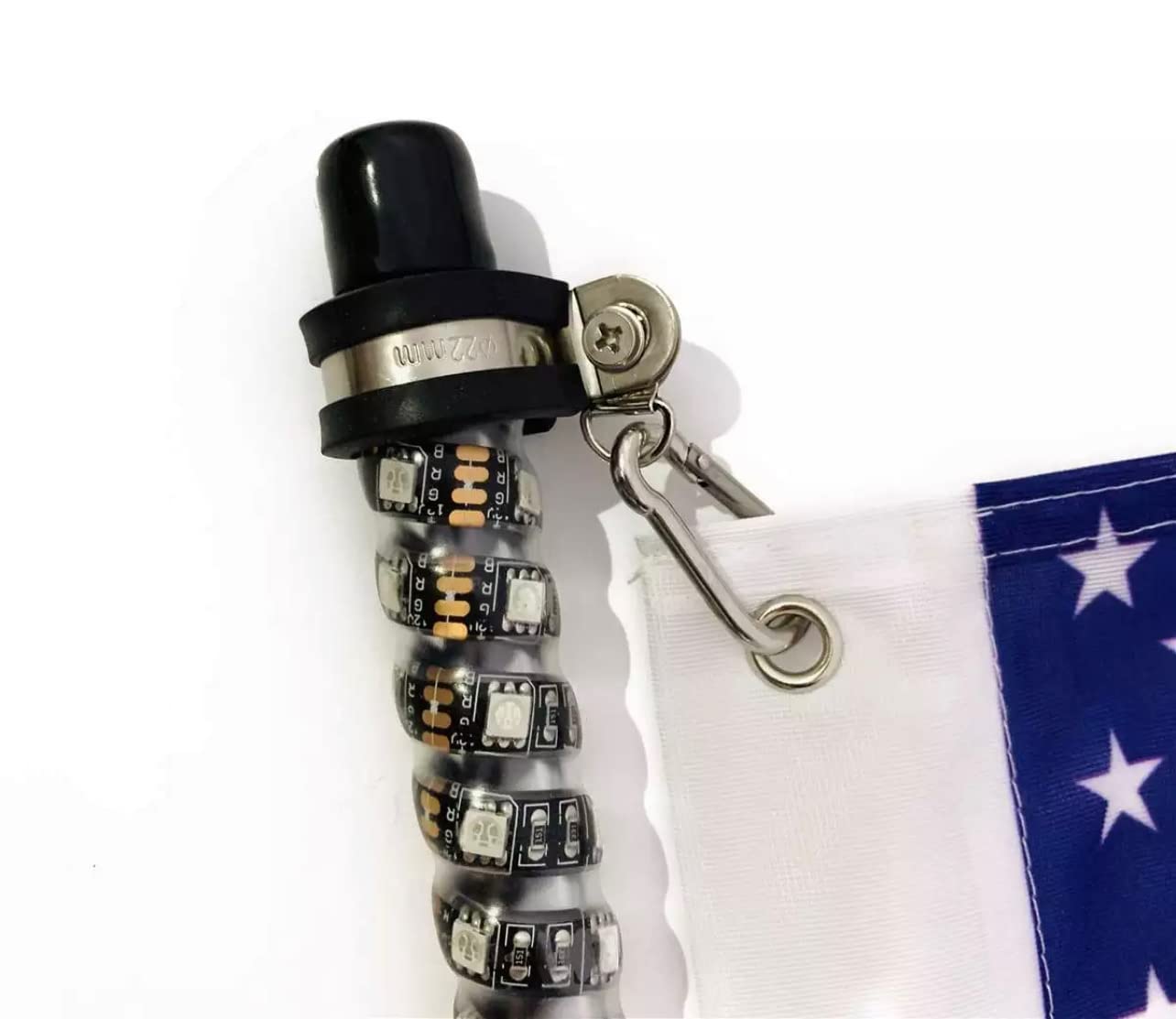 2Pcs 6Ft Led Whip Lights Antenna Flag Pole Quick Release Base For Atv Utv Rgb