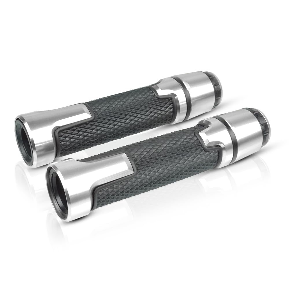 7/8'' 22mm Motorcycle CNC Aluminum Powersports Handlebar Grips with Grip Ends for YZF R1 R3 R6 R25 R15 R125 600R Silver