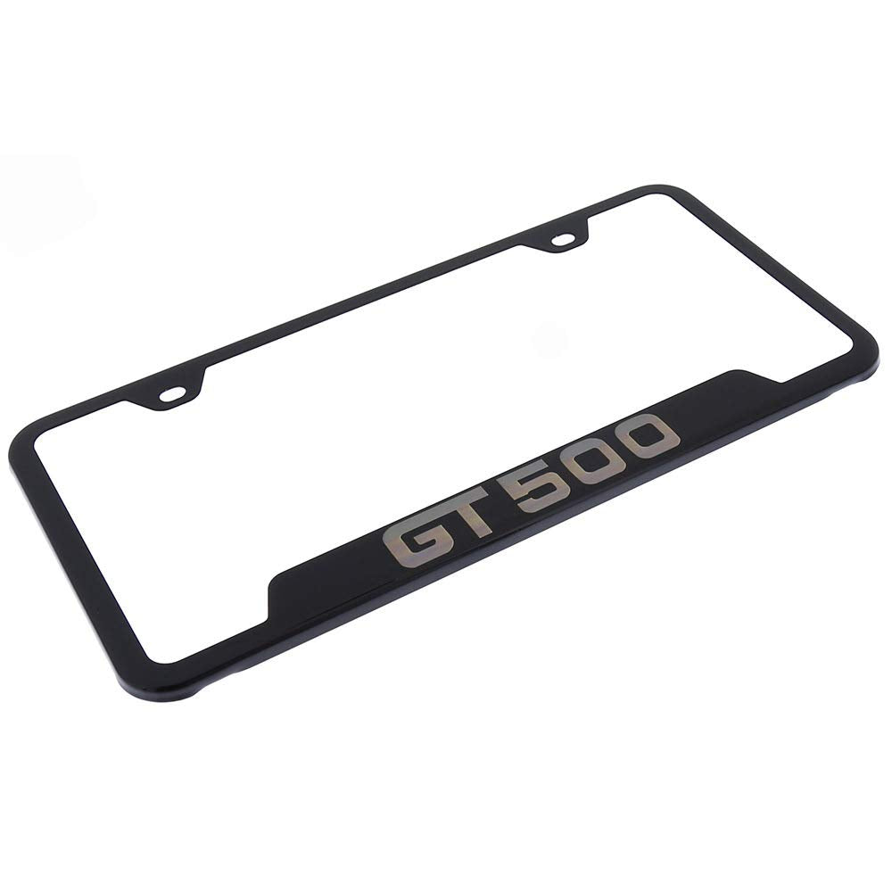 Au-Tomotive Gold, Inc. Officially Licensed Laser Etched Black Cut-Out License Frame For Ford Mustang Gt500