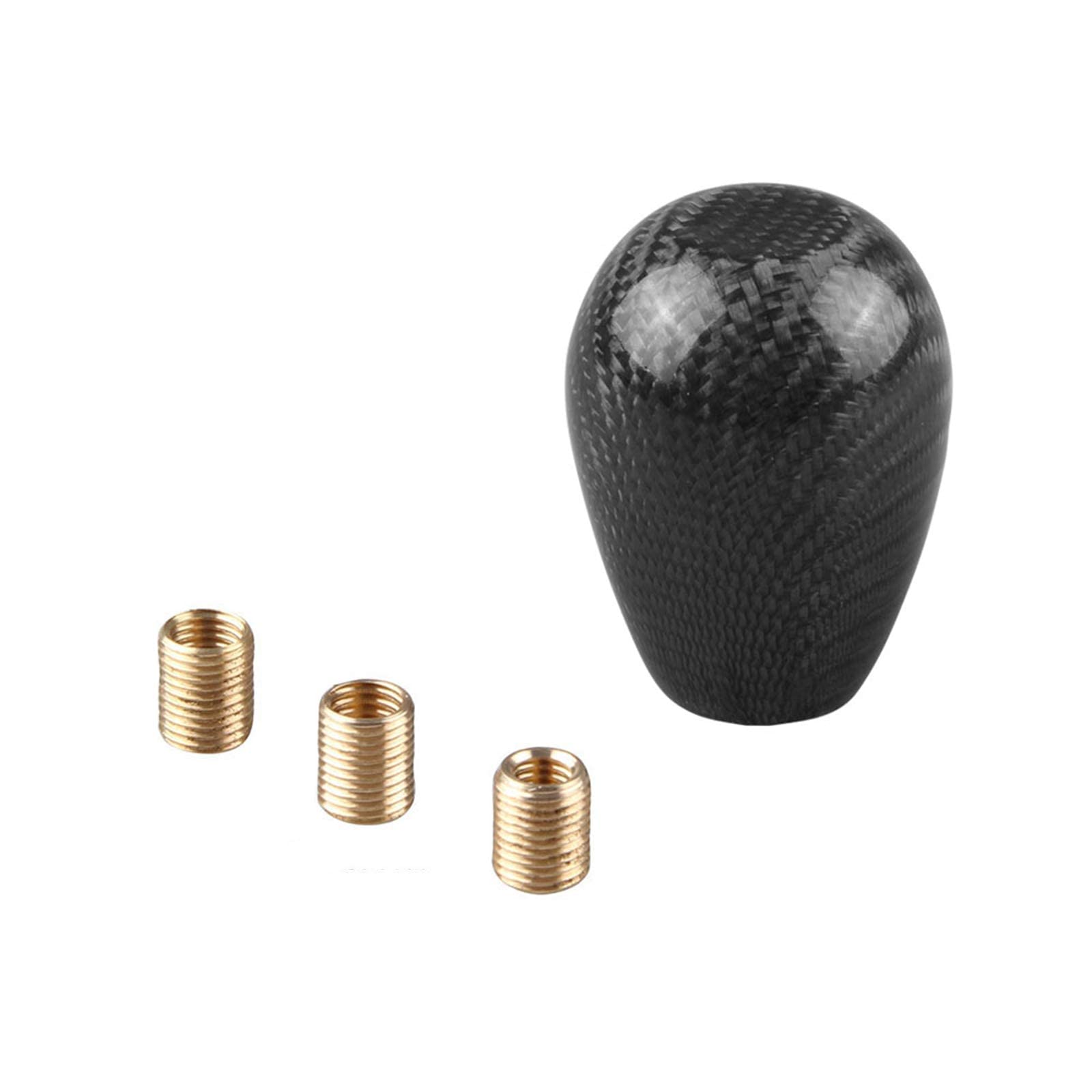 RYANSTAR Carbon Fiber Shift Knob with Adapters, Black Oval Ball Stick Shifter Knobs Compatible with Infiniti Lexus Mazda Mitsubi