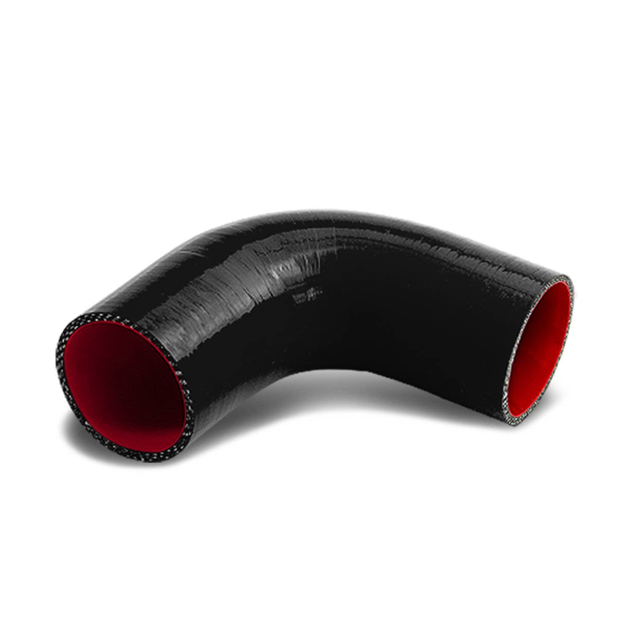 Auto Dynasty 1.75 Inches 90 Degree Elbow Turbo/Intercooler/Intake Piping Coupler Silicone Hose, (Black & Red)