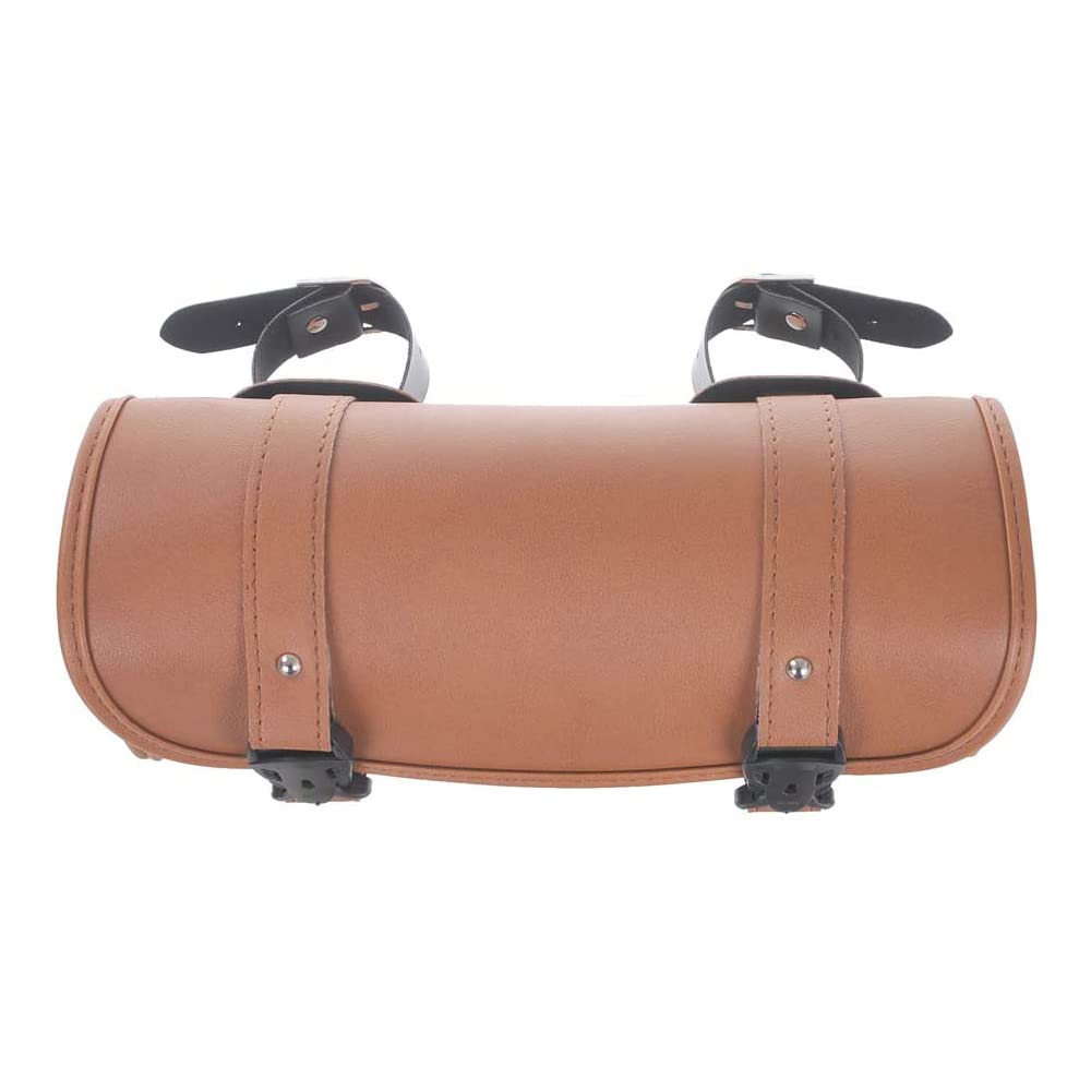 Motorcycle Tool Bag, Universal Motorcycle Handlebar Bag, Motorcycle Fork Bag Pu Leather Brown Roll Saddlebags, Waterproof Sissyb