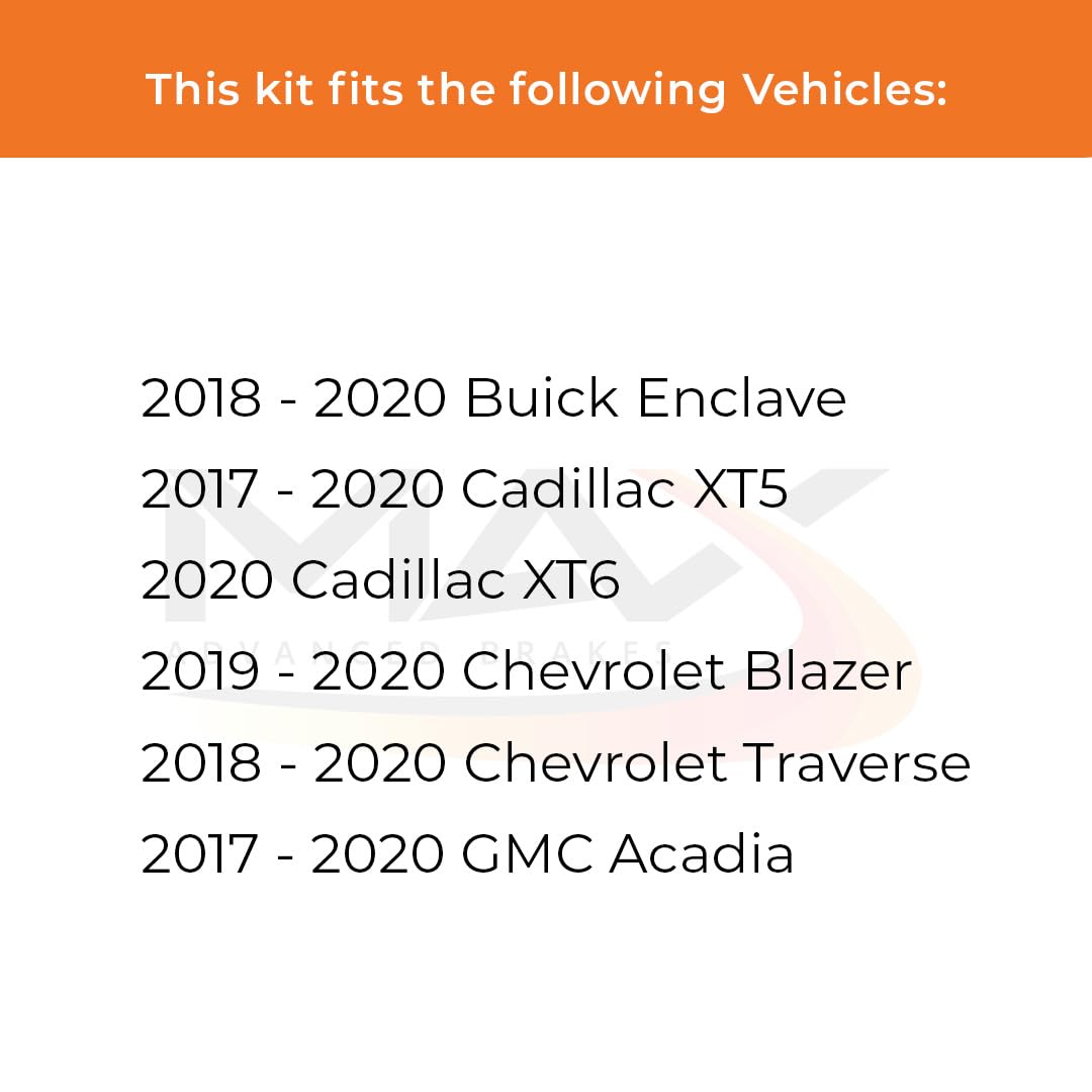 Max Advanced Brakes Rear Brake Kit For 2018-2020 Buick Enclave Cadillac Xt5 Chevy Blazer Traverse 2017-2020 Gmc Acadia Replacement Premium Oe Disc Brake Rotors And Ceramic Brake Pads