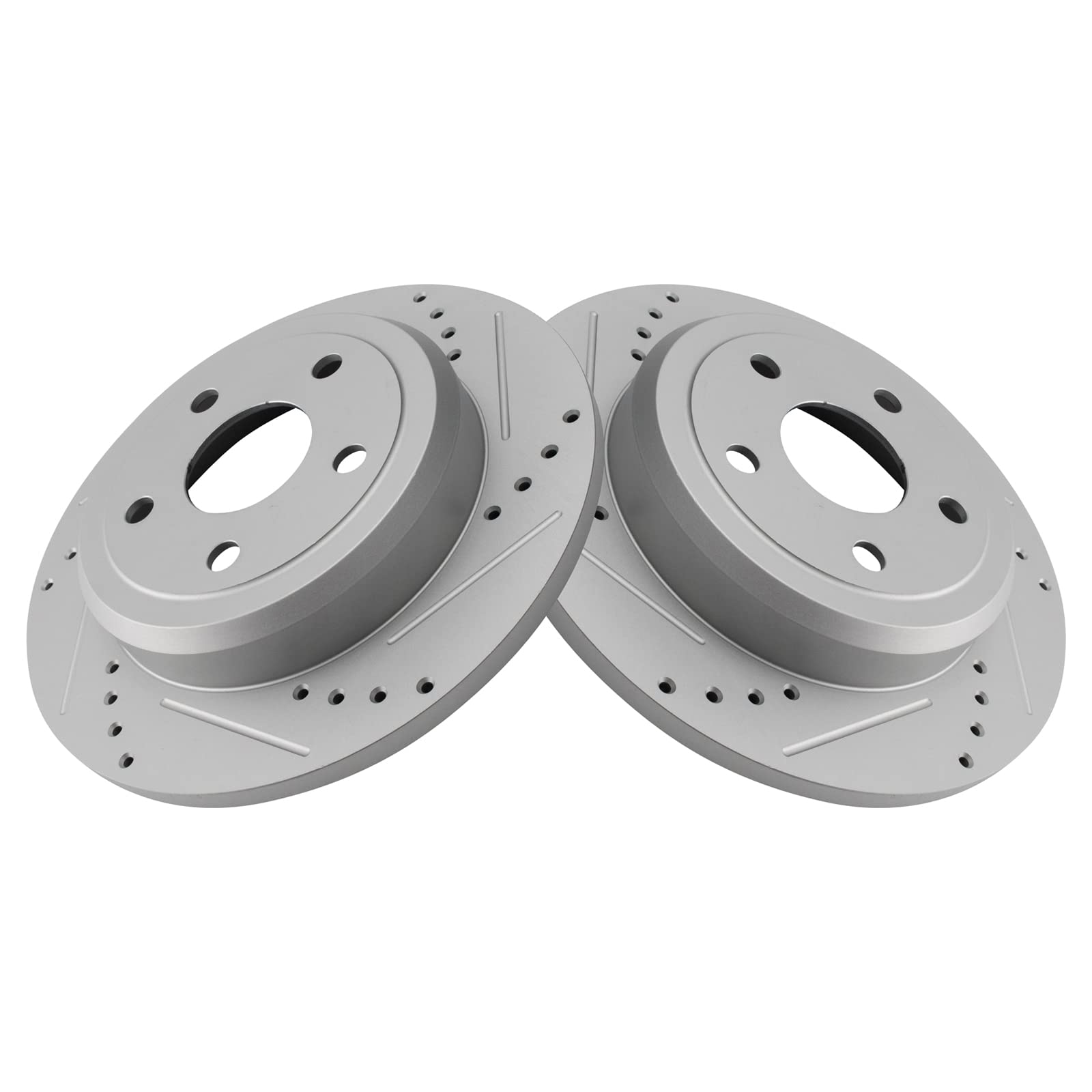 Trq Rear Performance Brake Rotors Set Solid Premium G-Coated Cross Drilled & Slotted Compatible With 2011-2020 Dodge Durango Jee