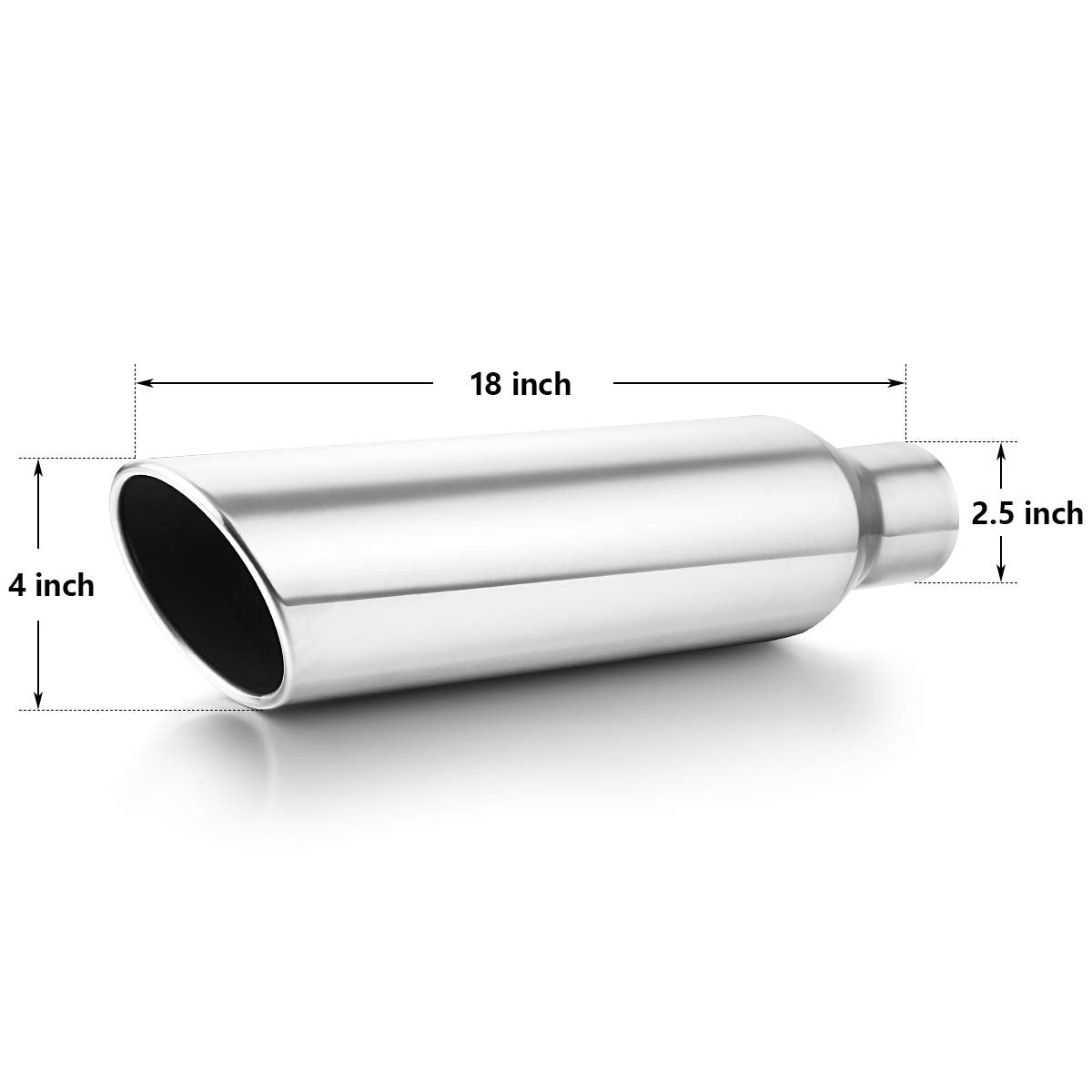 2.5'' Inlet Exhaust Tip 2Pcs, A-KARCK Polished Exhaust Tailpipe Tip 2.5'' Inlet 4'' Outlet 18'' Long Weld On Stainless Steel Pro
