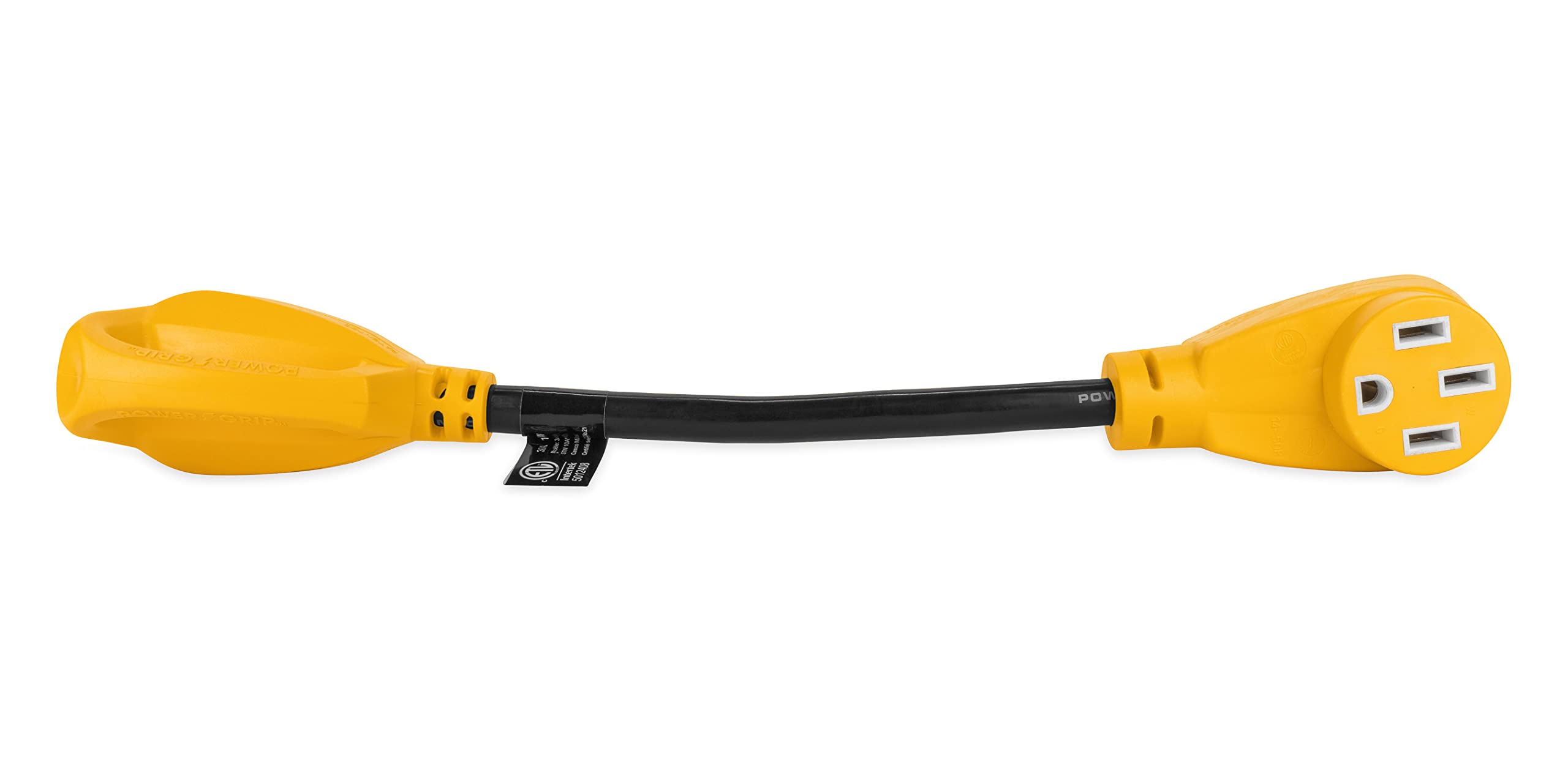 Camco PowerGrip Camper/RV Dogbone Electrical Adapter | Features 30-Amp Male (NEMA TT-30P) and 50-Amp Female (NEMA 14-50R) Ends |