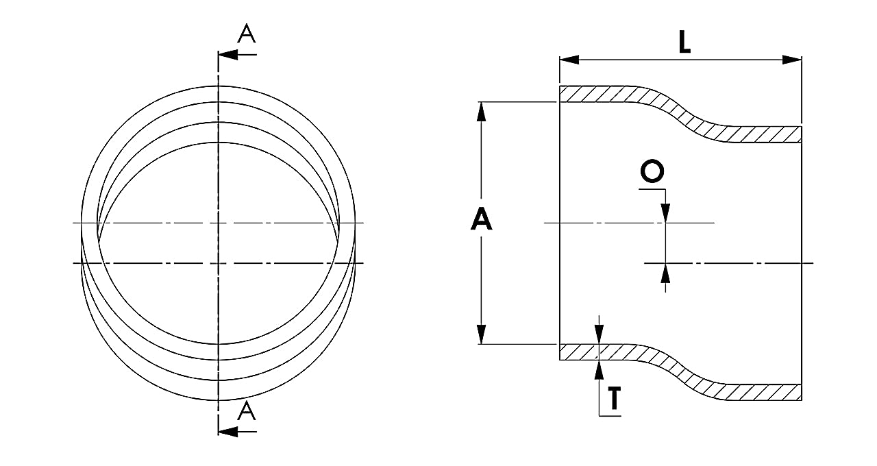 Hps Htsoc-250-Blk Silicone High Temperature 4-Ply Reinforced Offset Coupler Hose, 75 Psi Maximum Pressure, 3'' Length, 2.5'' Id,