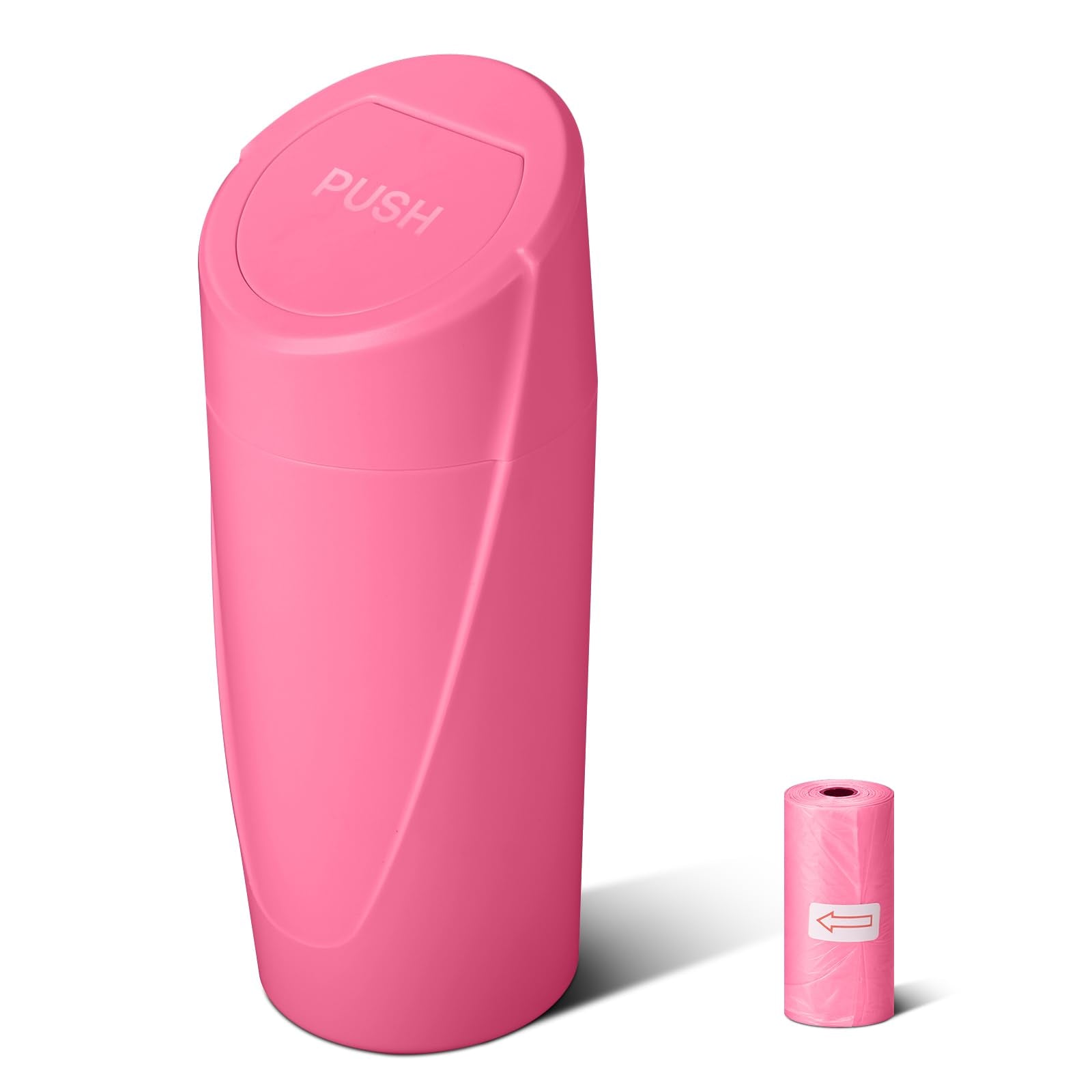 Sglrt Car Trash Can Bin With Lid - Car Garbage Can Cup Holder - Rose Red Mini Leakproof Vehicle Trash Garbage Can Bin With 20Pcs