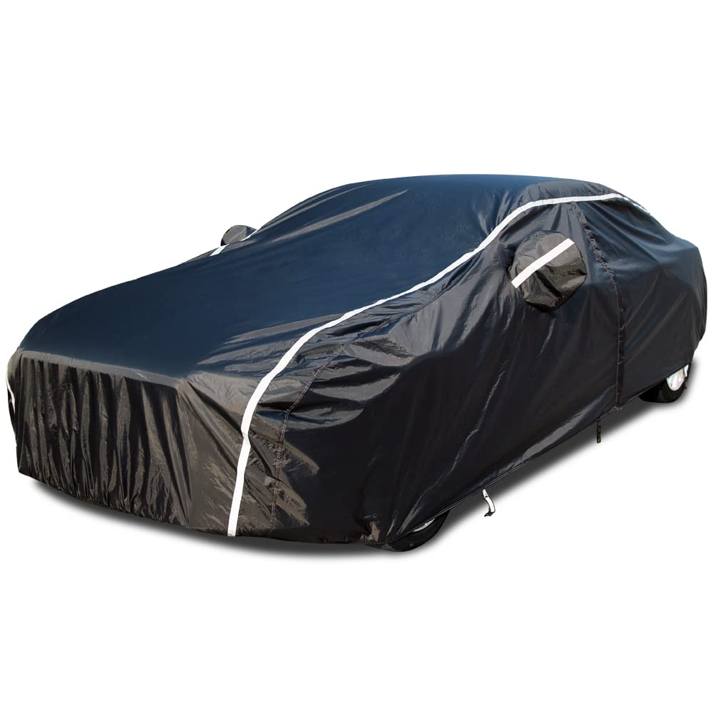 Waterproof Car Cover For Automobiles All Weather - Coverado Car Cover Heat Protection With Zipper Door, Cotton Backing Snowproof