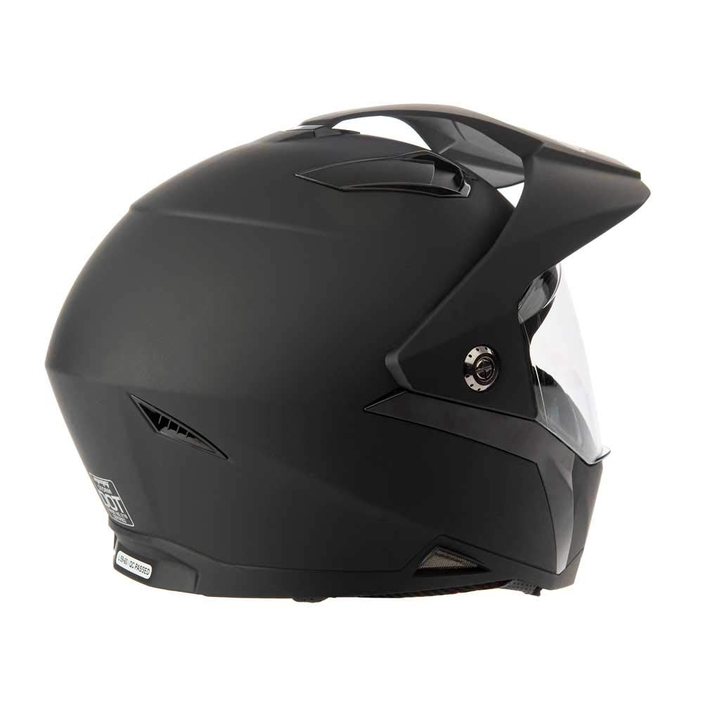 Mmg Helmet Dual Sport Off Road Motorcycle Dirt Bike Atv - Flipup Visor - Model 23 (Medium, Black Matte)
