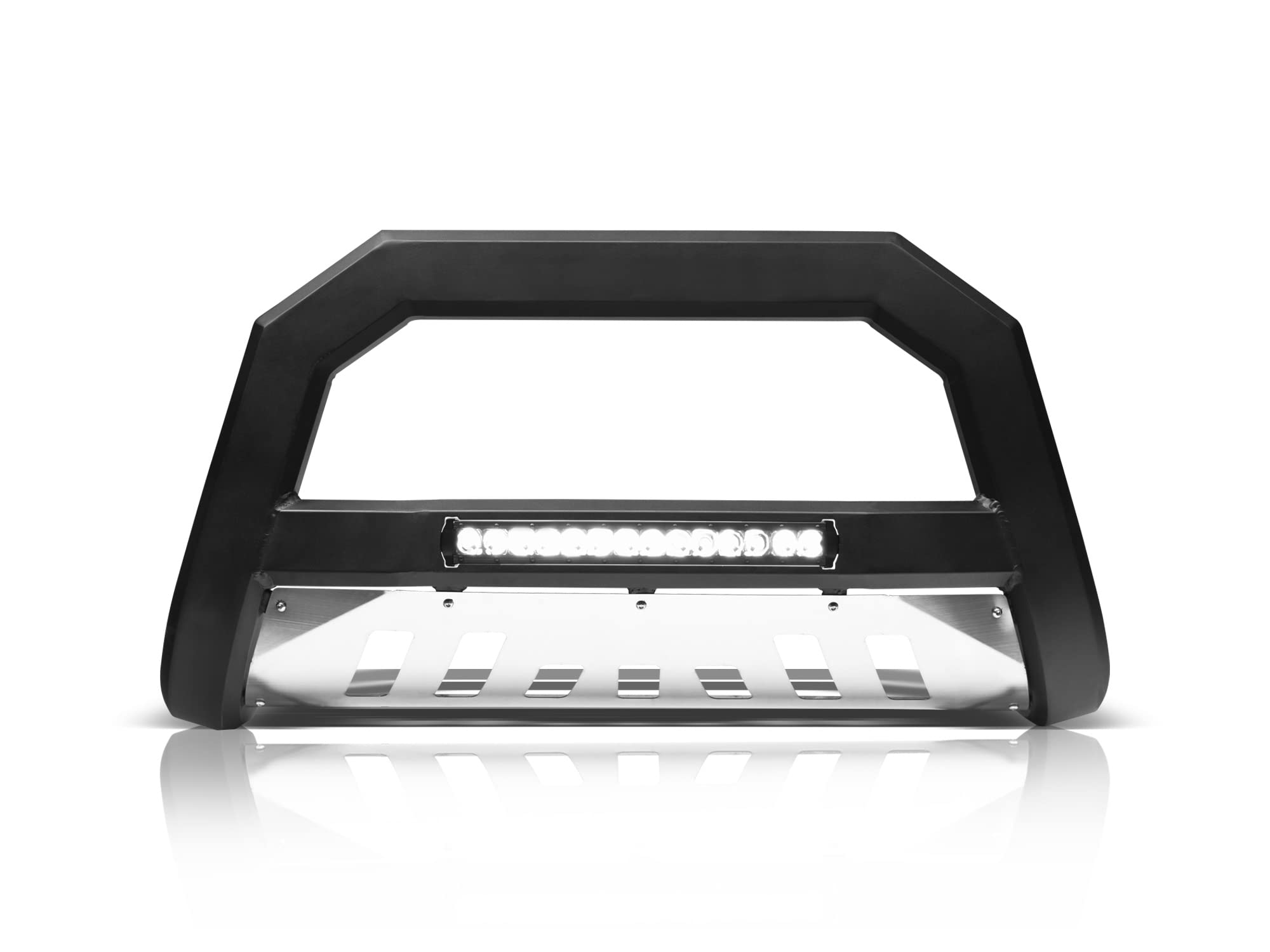 Armordillo 8705209 Ar Series Aluminum Bull Bar With Led Light Bar - Matte Black With Aluminum Skid Plate Fits 2019-2021 Chevy Silveardo/Gmc Sierra 1500