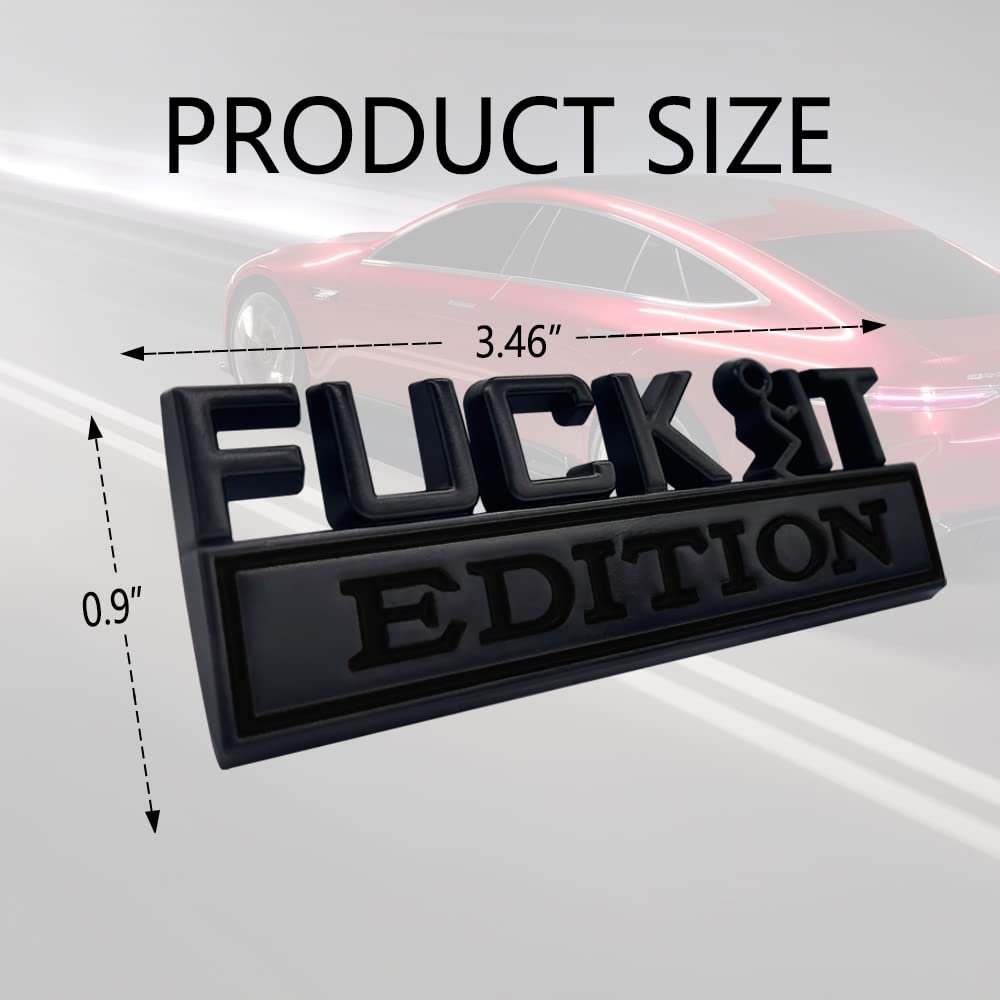 Car Exterior Emblems Badge 3D Sticker Decal, Fuck-It Edition Emblem 3D Fender Badge Decal Car Truck Replacement, Fit For All Car