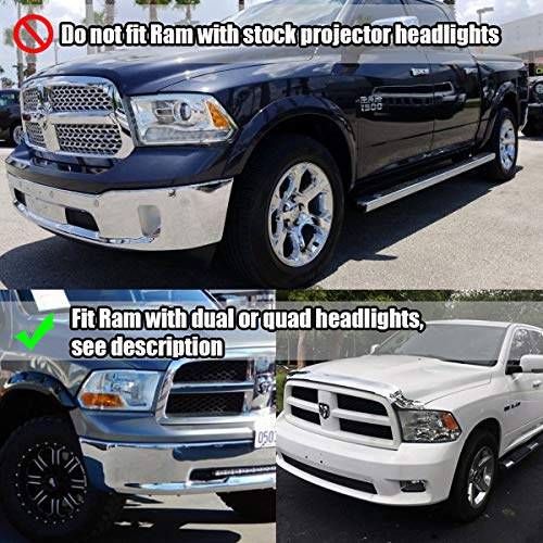 Modifystreet Polished Black 09-18 Ram 1500/10-18 Ram 2500/3500 Dual/Quad Crystal Headlights Left/Right Assembly