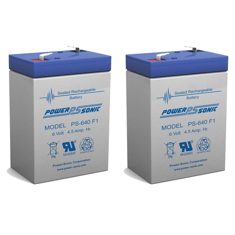 Power Sonic PS-640 6V 4.5AH SLA Battery F1 Fast ON TAB TERMINALS - 2 Pack