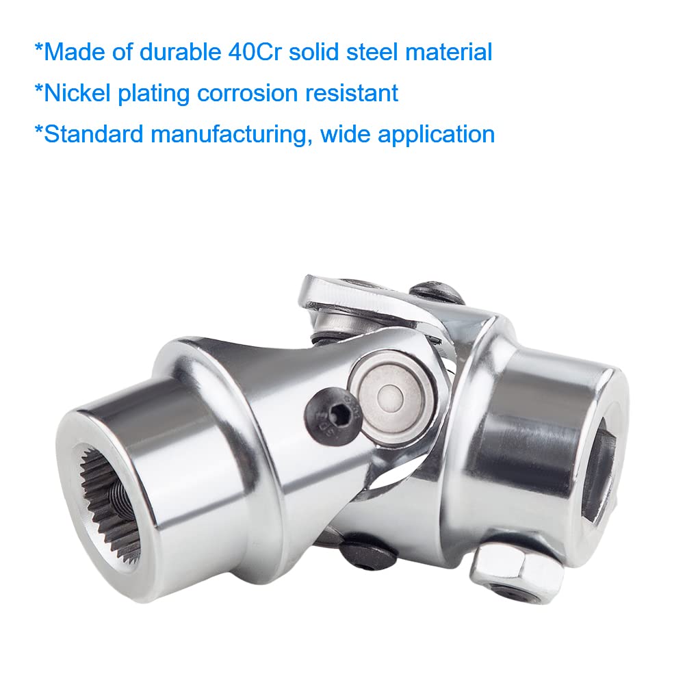 WMPHE Single Steering Shaft Universal U Joint 3/4''-30 Spline to 3/4'' DD, 83mm (3-1/4'') Working Angle 35Degree