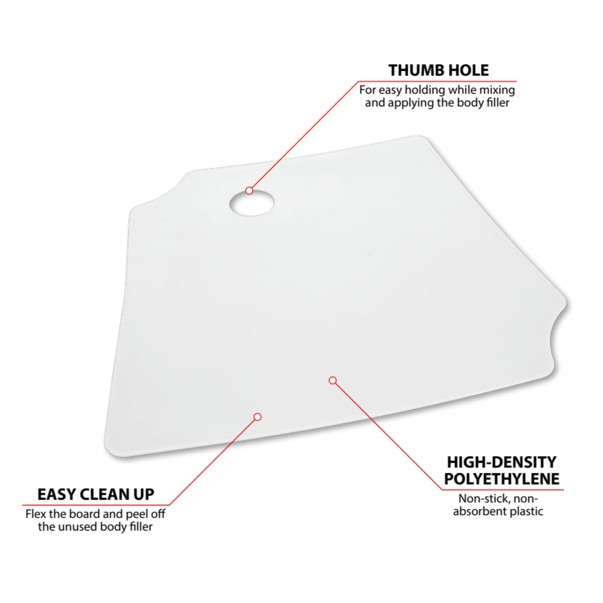 Performance Tool W1002 12 X 12 Inch Plastic Body Filler Mixing Board For Filling Scratches