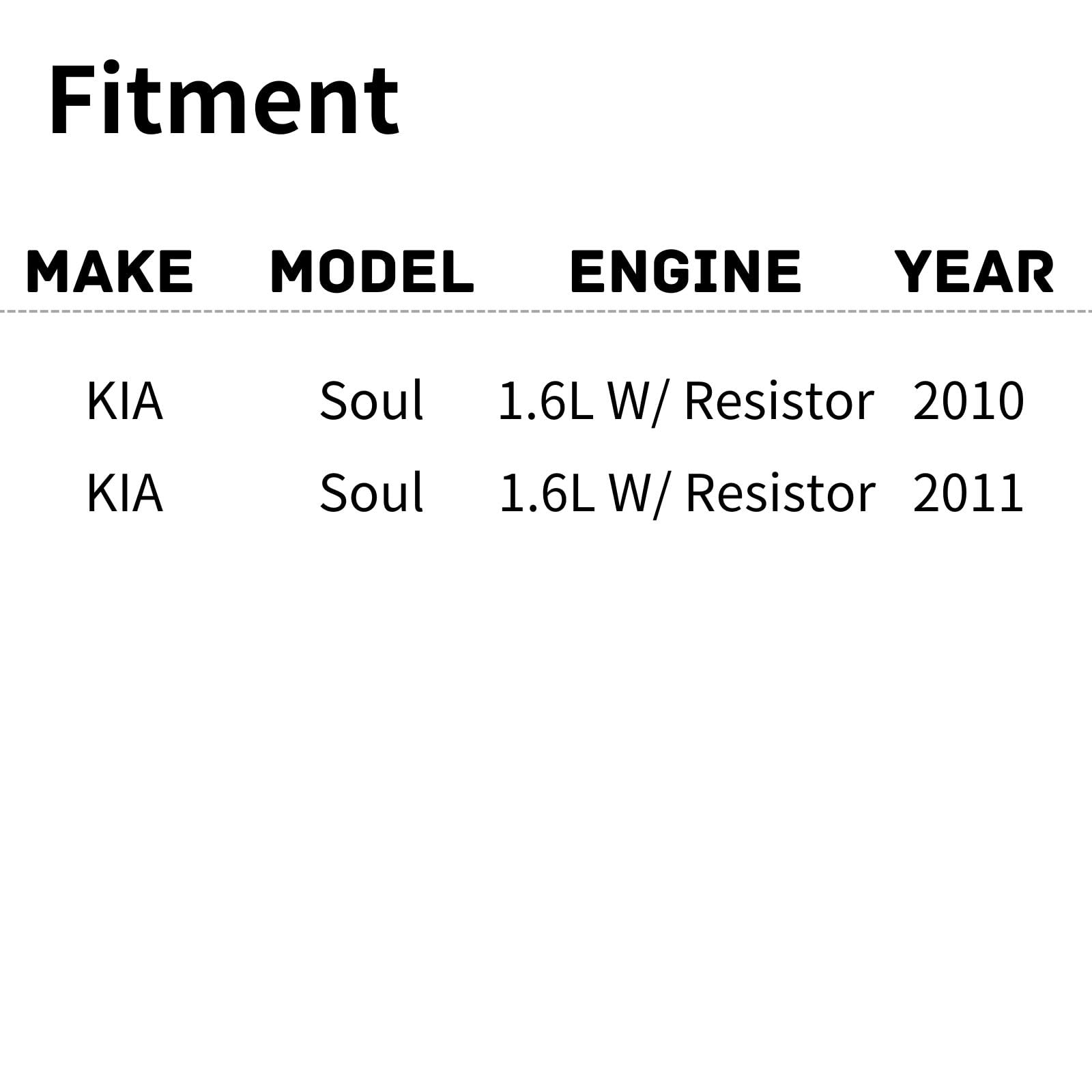 TYG OE Replacement(CAPA Quality) Cooling Fan Extra Silent for 2010-2011 Kia Soul 1.6L W/Resistor | 25380-2K000 | KI3115128 | 621