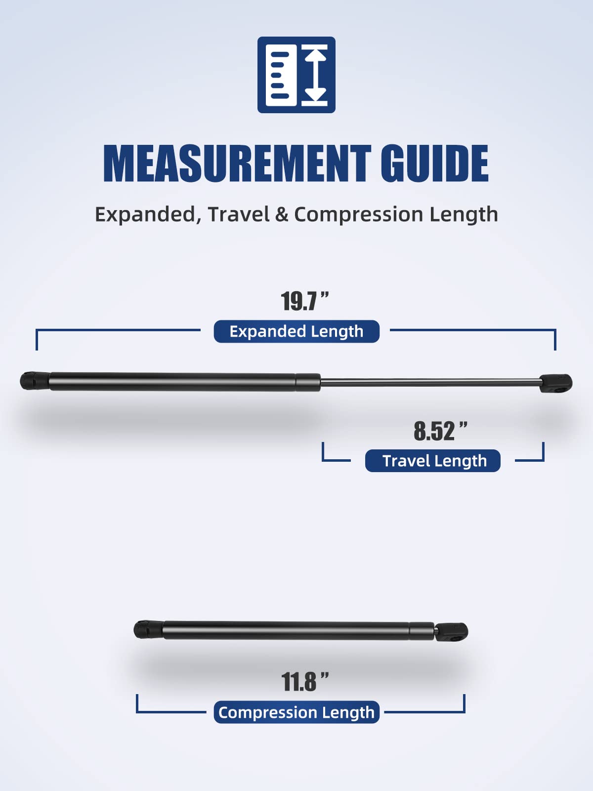 Otuayauto 20 Inch Gas Strut - 445N/100Lbs Universal Lift Support With Mounting Brackets - For Camper Shell, Cabinet, Rv Bed Lift