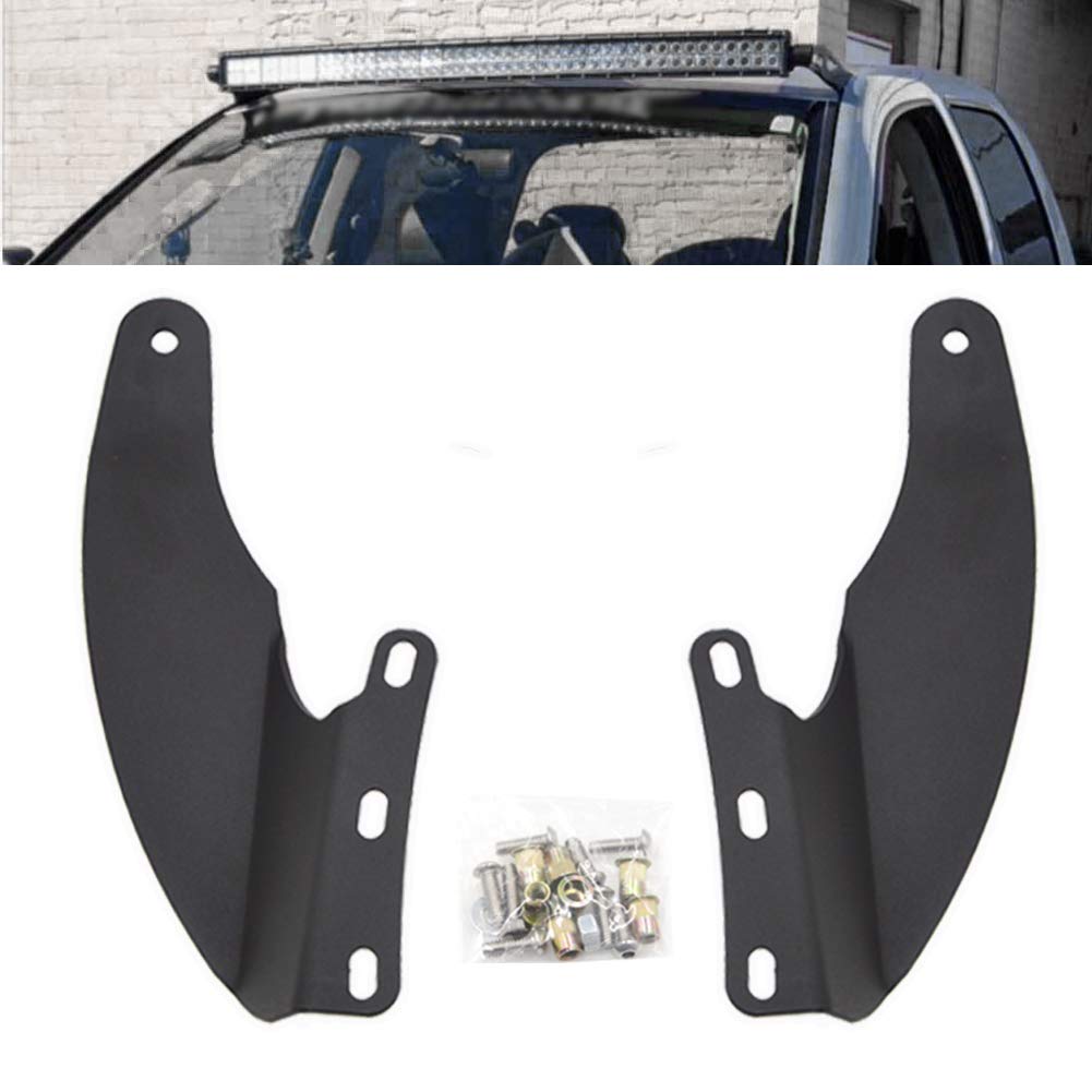 Xjmoto 52 Inch Curved Light Bar Upper Roof Windshield Mounting Brackets Compatible With Dodge Ram1500 2002-2008 Ram 2500 3500 20