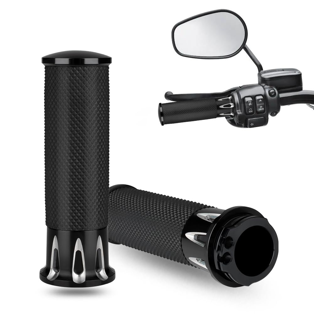 KICRY 1'' Motorcycle Hand Grips Black Chrome Handlebar Grips Compatible with Harley Touring Honda Yamaha Suzuki Kawasaki (Claw B