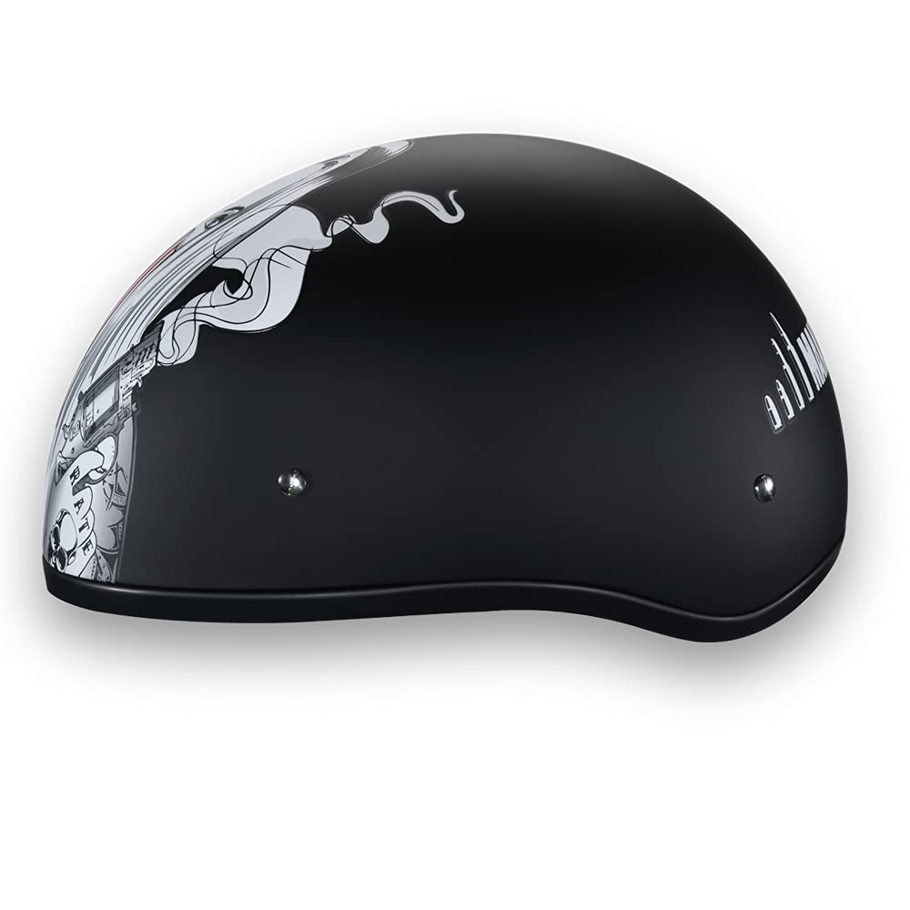 Daytona Helmets Half Skull Cap Motorcycle Helmet – DOT Approved, Medium, Hi-Gloss Black, Model D6-MP-M