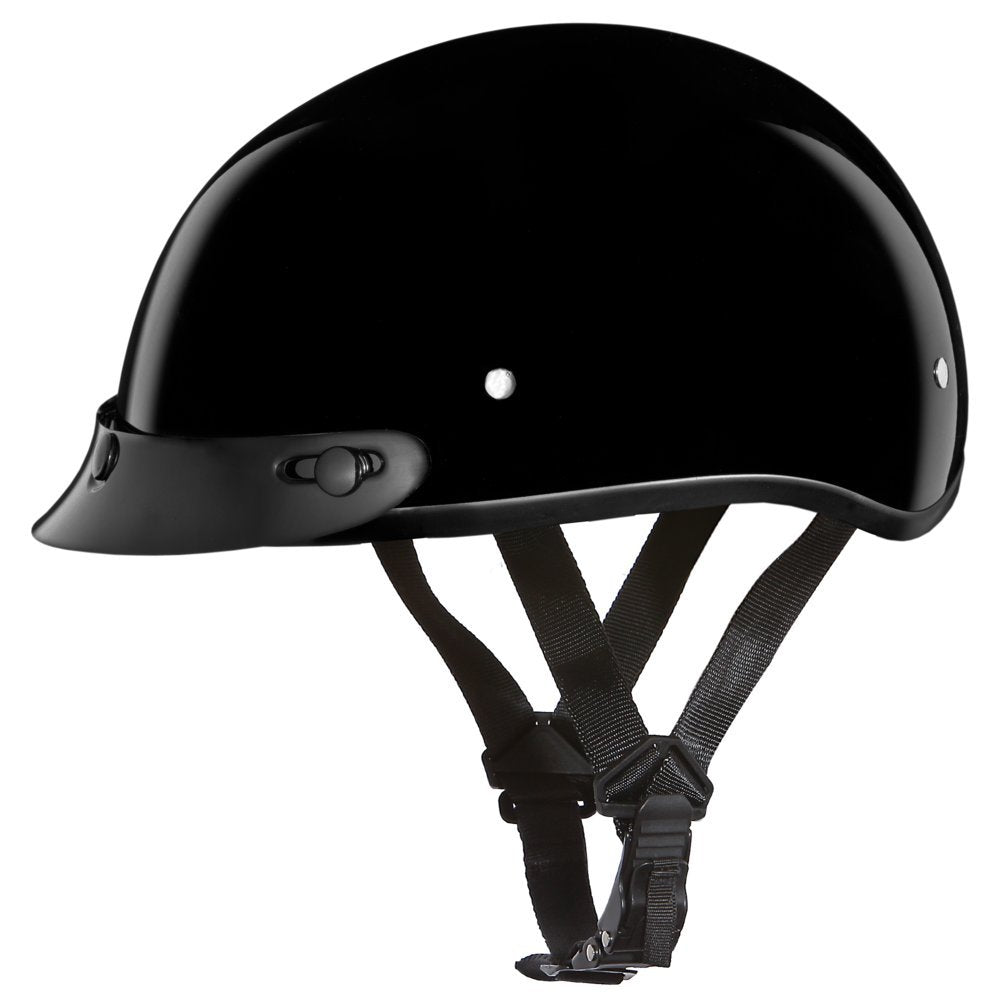 Daytona Helmets Half Skull Cap Motorcycle Helmet - Dot Approved Hi-Gloss Black] M] Wvisor]