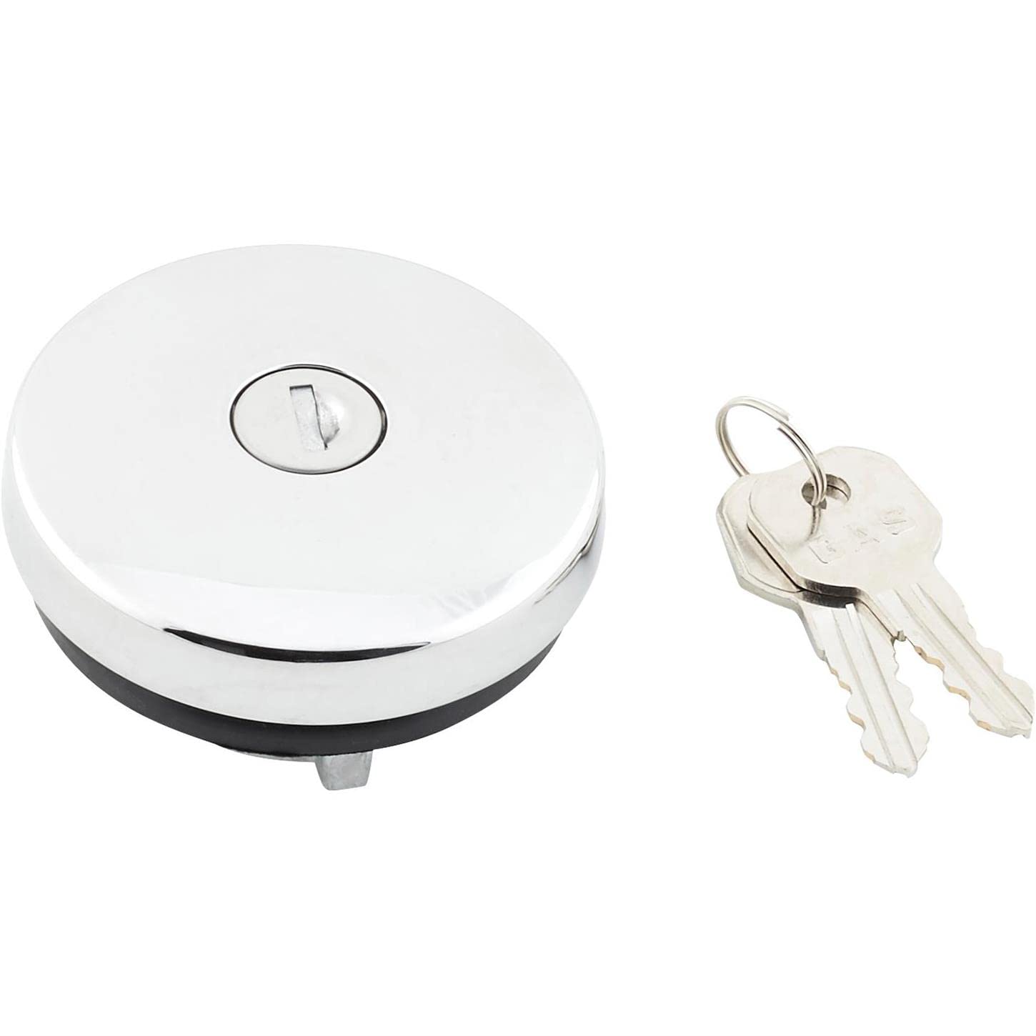 United Pacific S1301 Triple Chrome Vented Locking Gas Cap W/2 Keys For Various 1947-71 Chevy & Ford Vehicles, All Metal Cap - On