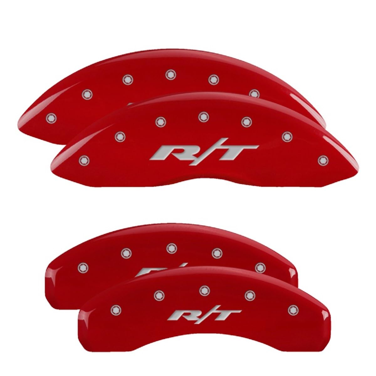 Mgp Brake Caliper Covers For 2011-2025 Dodge Durango (Requires 17'' Wheels Or Larger) Red Powder-Coated Finish, Engraved Silver