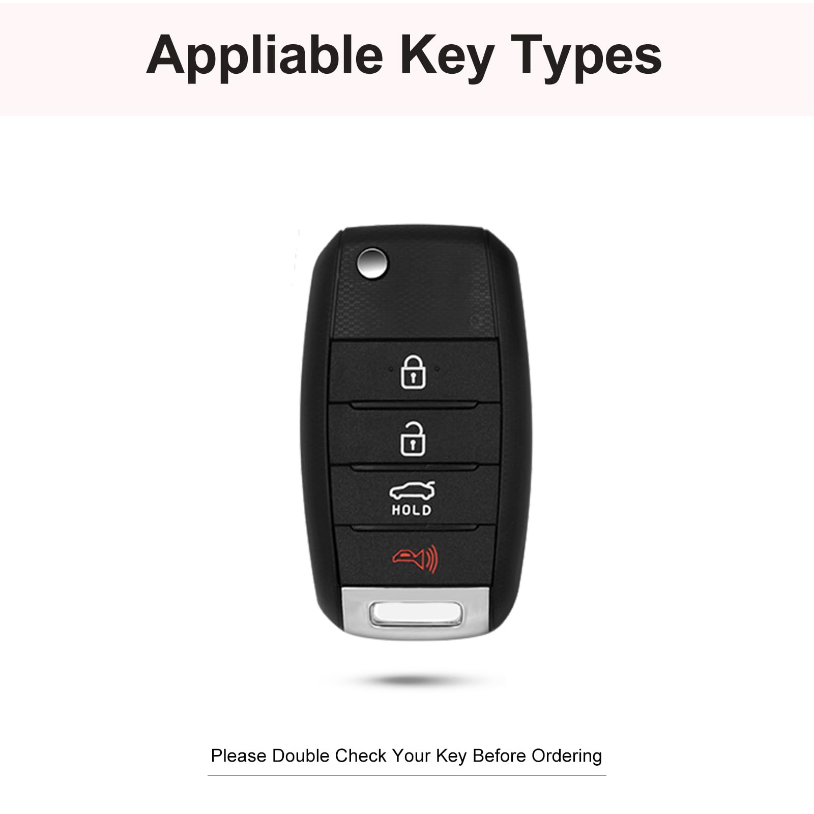 Ruabiban For Kia Key Fob Cover With Keychain, Pink Leather Crystal Key Case Protection Shell Compatible With Kia Sedona Rio Opti