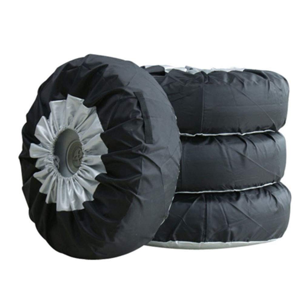 Comily Plus+ 4Pcs/Set 210D Polyester Spare Tire Covers Storage Tote Bags With Handle Fit For 16''-18'' Tyres In Diameter-Black/S
