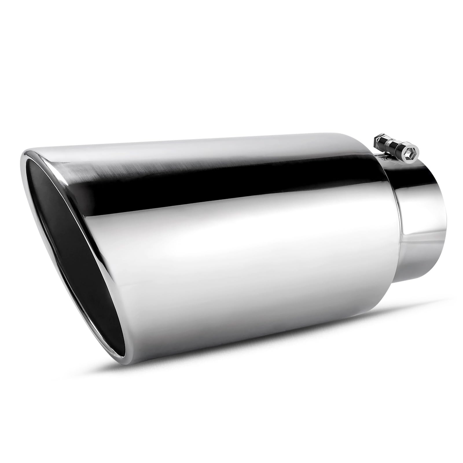 Autosaver88 5 Inch Inlet Exhaust Tip, 5'' Inlet 7'' Outlet 15'' Overall Length Chrome-Plated Finish Stainless Steel Exhaust Tail