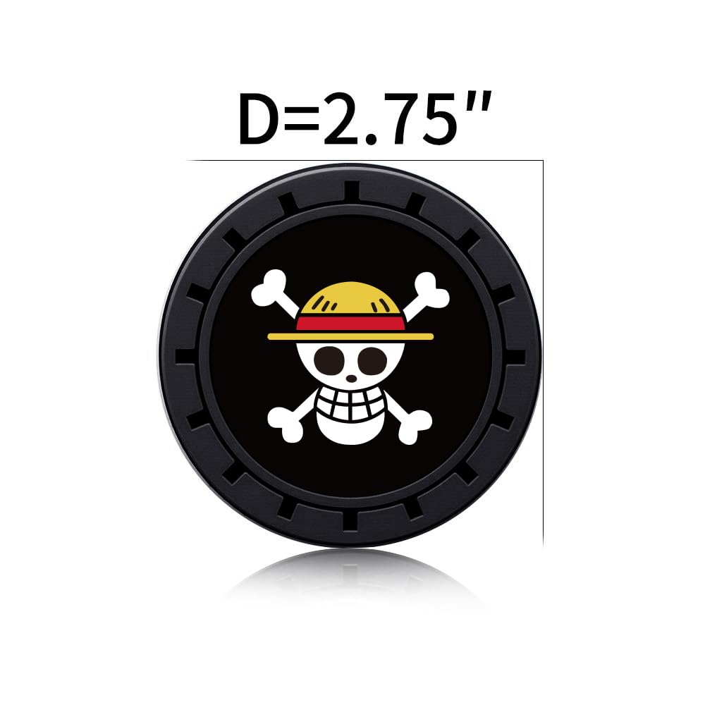 One Piece Anime Car Cup Holder Coaster,Auto Cup Holder Insert Coaster For One Piece Merch, Non-Slip Car Drink Holder Coaster, Ca