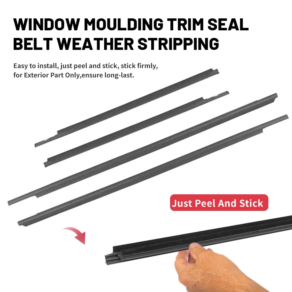 GZYF 4 PCS Car Window Moulding Trim Weatherstrip Window Moulding Trim Seal Belt for Toyota Yaris Sedan 4-Door 2007 2008 2009 201