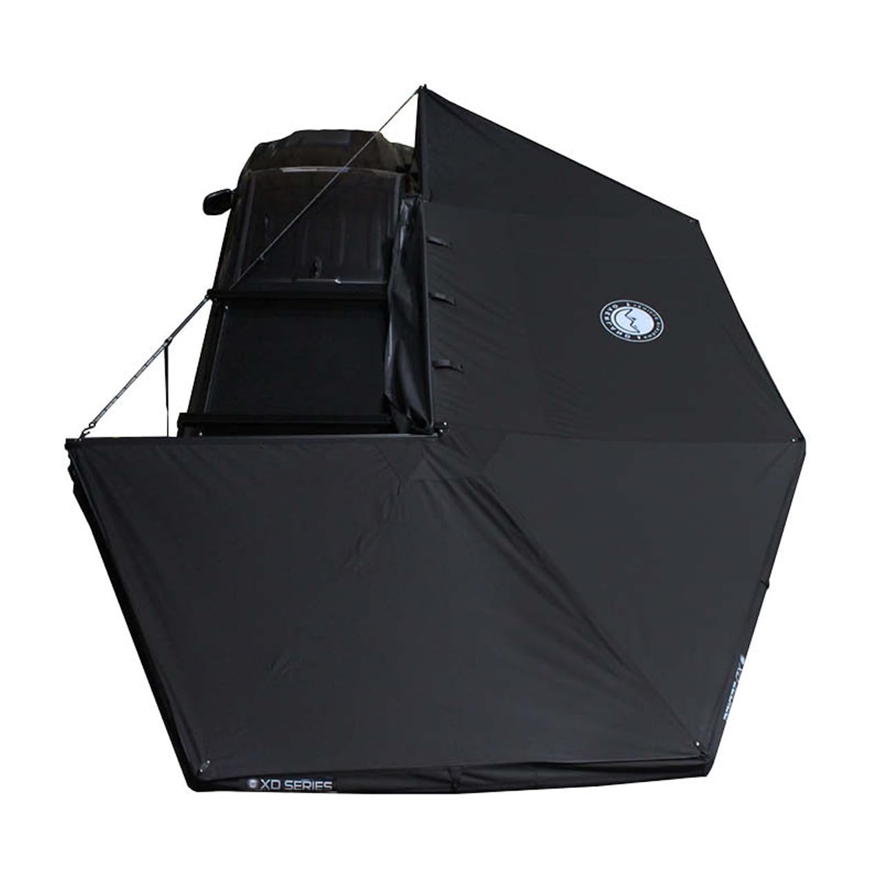 Overland Vehicle Systems 19690002 Passenger Side XD Nomadic 270 Degree Awning with Lights | Black Body and Grey Trim with Travel