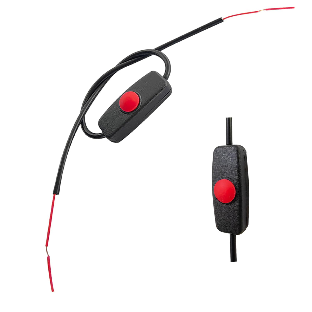 12V Inline Mini On Off Push Button Switch, Small Latching In-Line On-Off Switch With 6.7 Inch Prewire On Both End & Quick Shrink