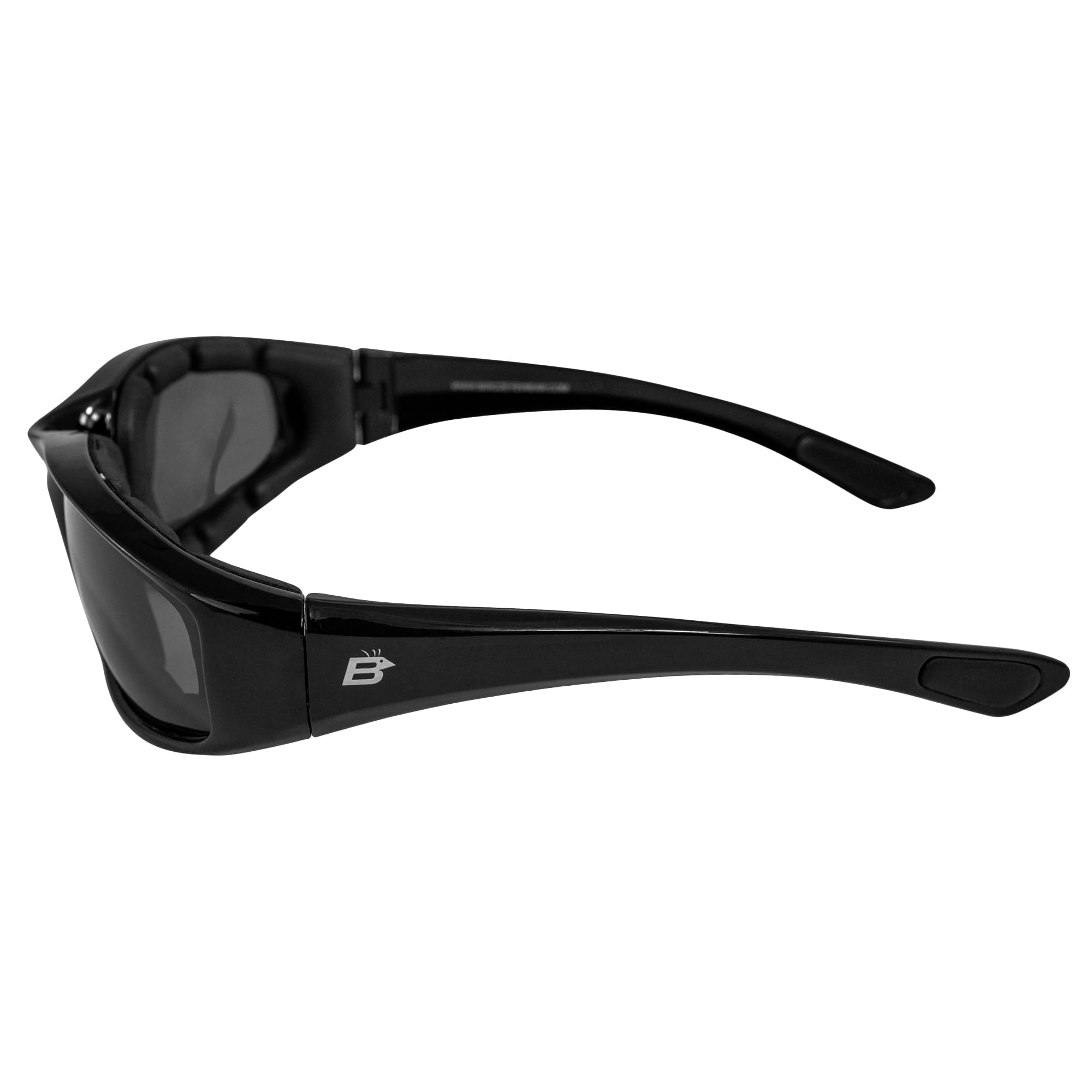 Birdz Eyewear Oriole Padded Motorcycle Glasses (Black Frame/Polarized Smoke Lens)