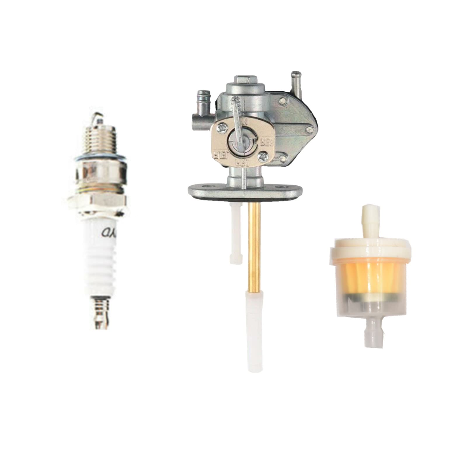 WHFZN LT80 Carburetor Fuel Valve Petcock Intake Manifold With Spark Plug Insulator Block o-ring For 1987-2006 Suzuki LT80 Quadsp