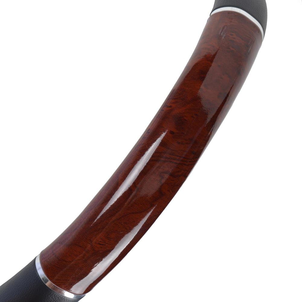 Bdk Black/Dark Wood Grain Soft Leather Grip Big Rig Steering Wheel Cover For Trucks 18'' Inch Large (Cherry Wood)