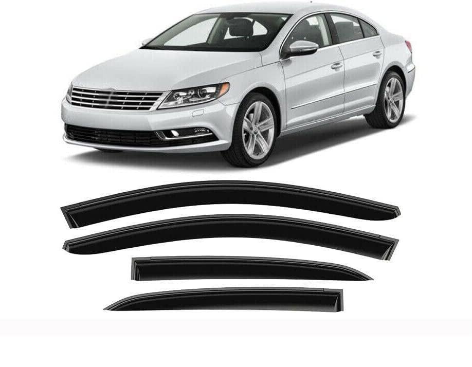 Zzdsnj Tape-On Rain Guard 4-Piece For 2011-2018 Vw Jetta Sedan Windows Visor Shield Shade Smoke 94985