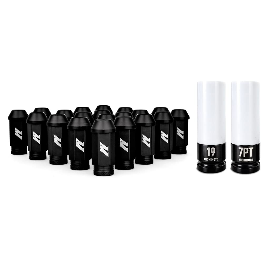Mishimoto Aluminum Locking Black Lug Nuts Set, M12x1.25, 20 Pieces