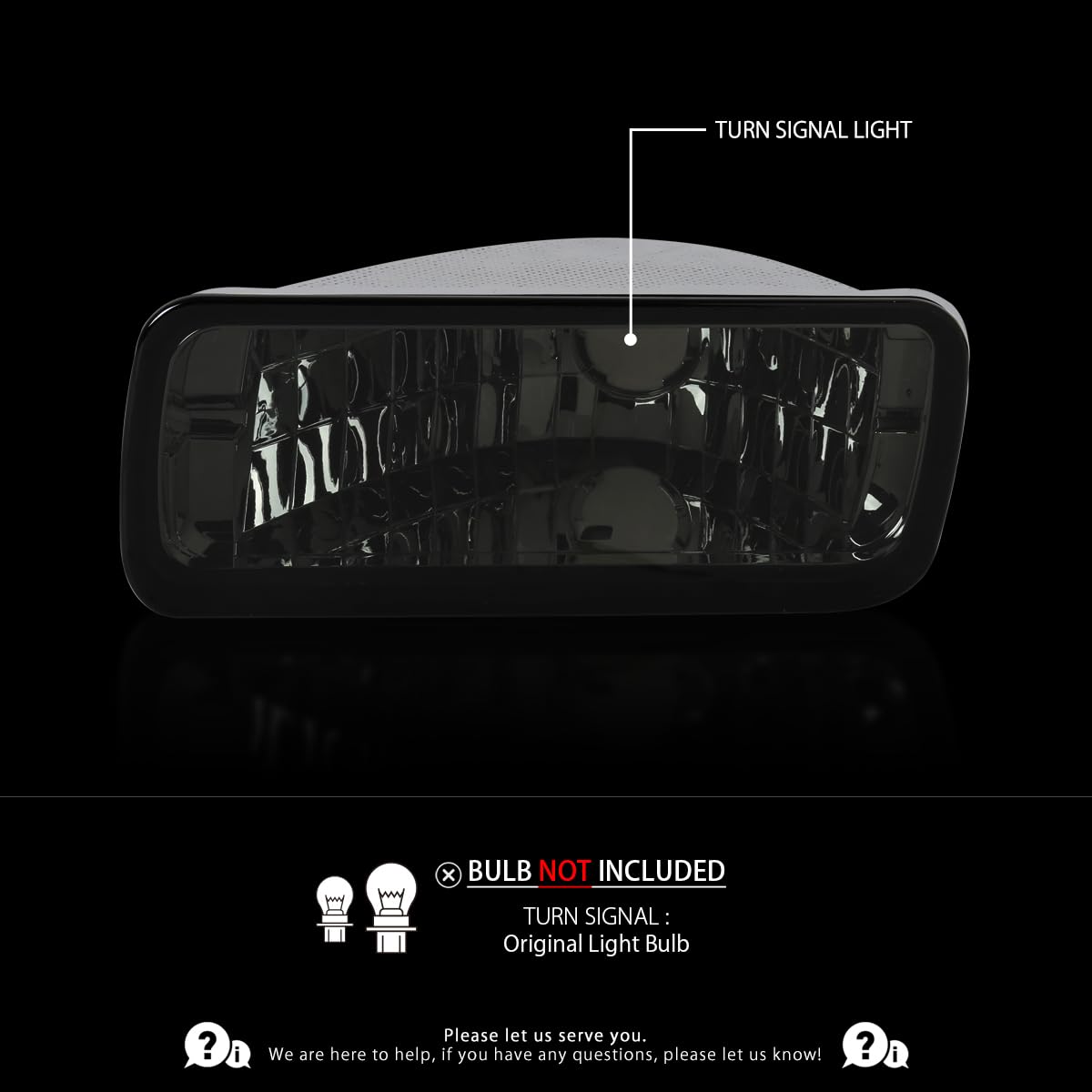 AUTOZENSATION Compatible with 1985-1992 Chevy Camaro Smoke Lens Bumper Lights