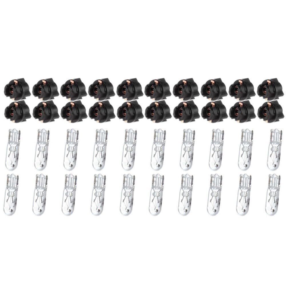 cciyu T5 17 86 206 White Halogen Light Bulb Instrument Cluster Gauge Dash Lamp 12V With Twist Lock Sockets ((Total of 40 Pcs))