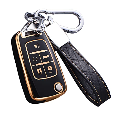 Cacacar For Chevy Key Fob Cover With Keychain, Premium Tpu Full Protection Key Fob Case For Chevrolet Equinox Camaro Cruze Malib
