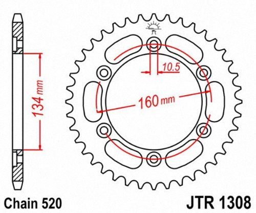 Jt Sprockets Jta1308.43 43T Aluminum Rear Sprocket