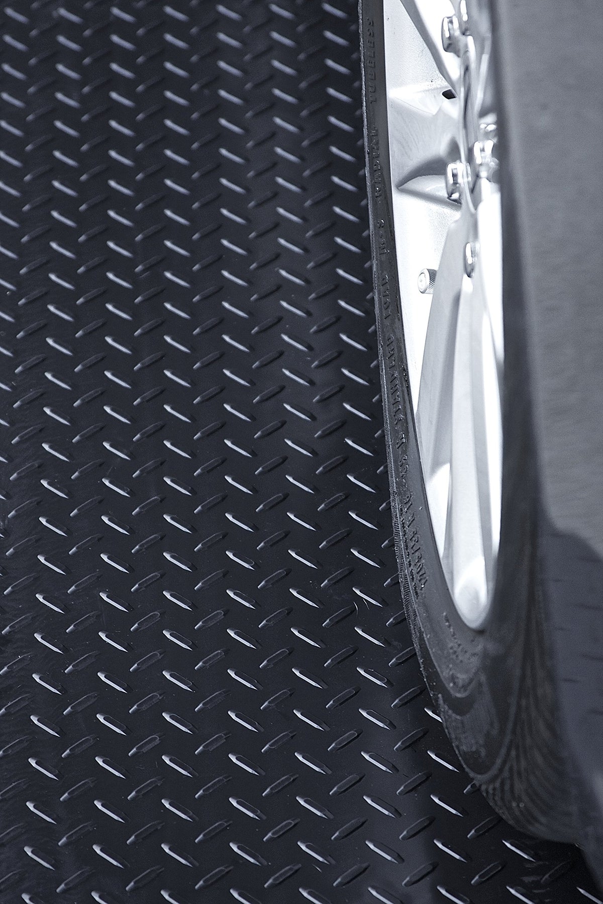 Resilia Heavy Duty Garage Floor Runner & Protector Mat - Slip-Resistant Grip, Embossed Diamond Plate Pattern, Water & Stain Resistant, Black (4 Feet X 15 Feet)