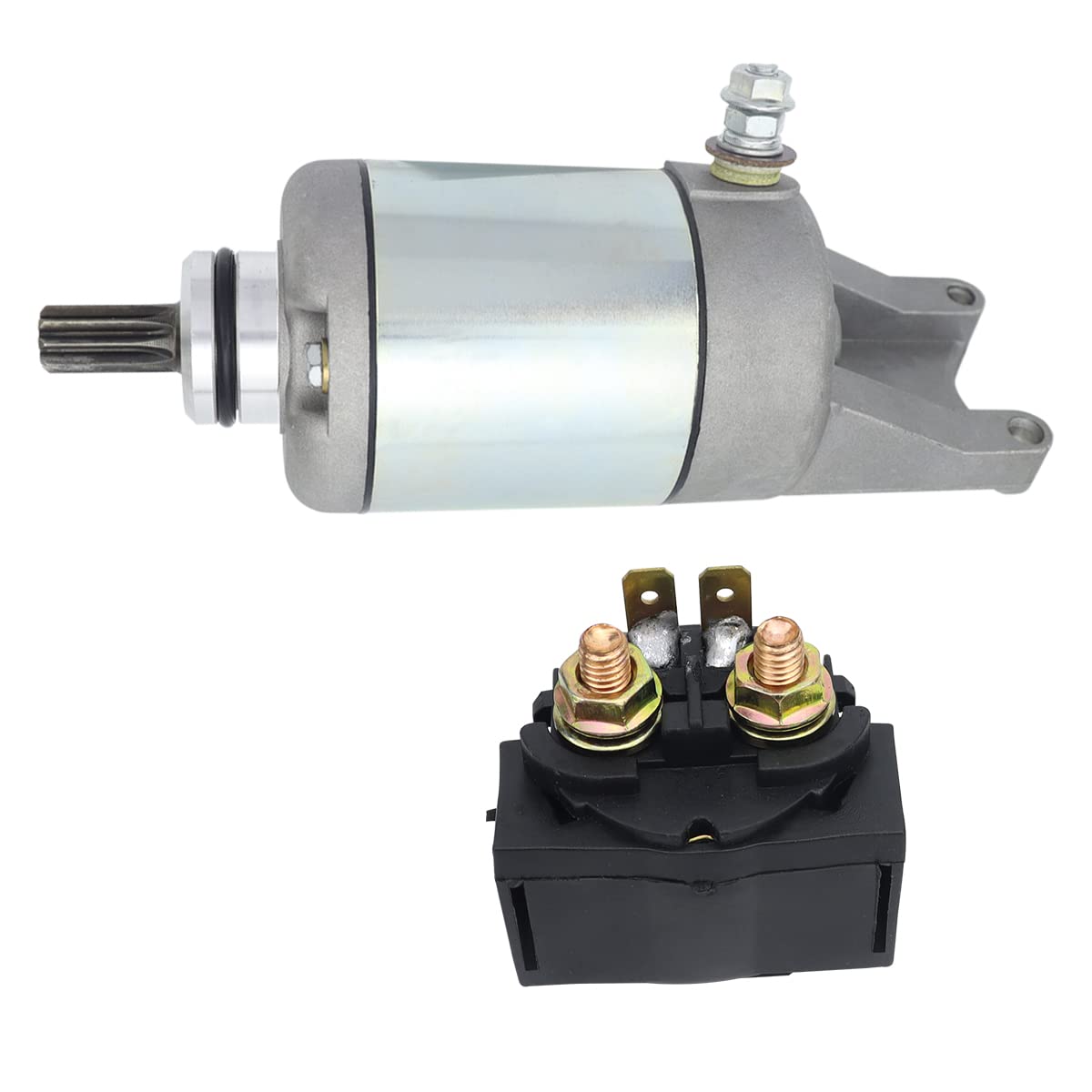 Soarider Starter Motor & Solenoid Relay Fit For Kawasaki Atv Prairie 360 Kvf360 2X4 4X4 2003-2008, Replace 18717, 18717N, 21163-1328, 211631328, Smu0278, 410-54082, 41054082, Sm-14, 49-5177, 495177