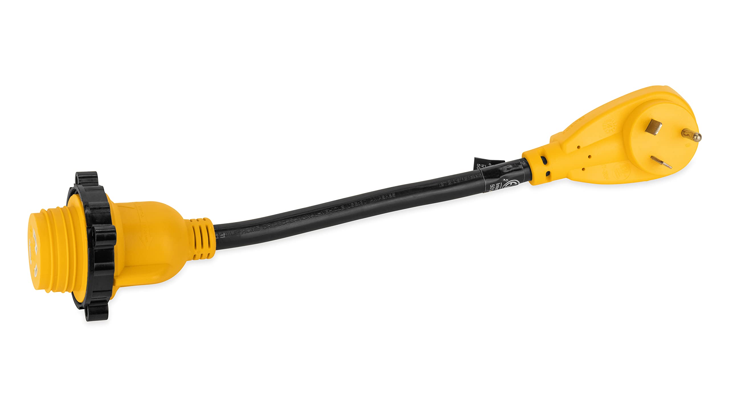 Camco 55512 Powergrip 18 30 Amp Male Standard/30 Amp Female Locking Adapter