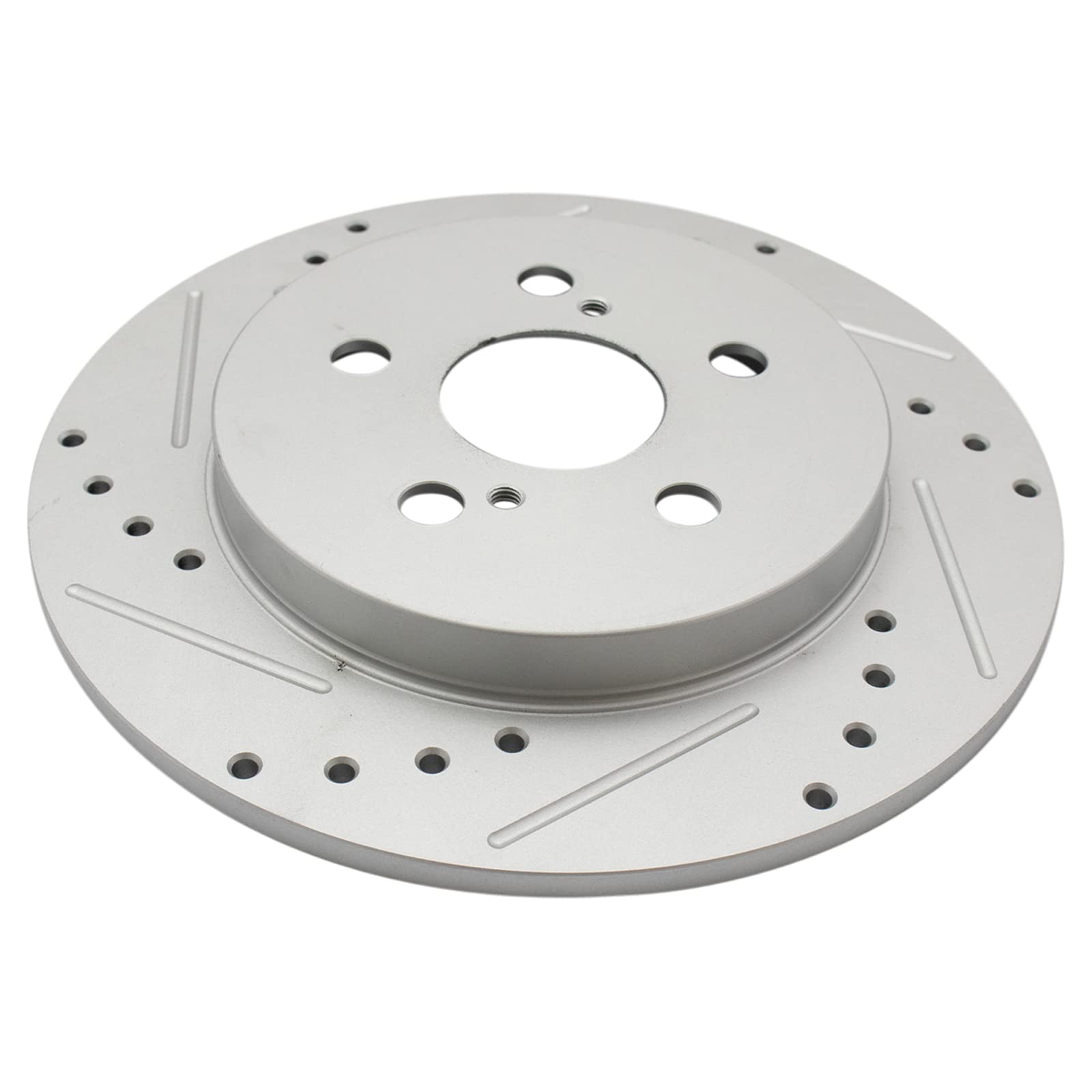 Trq Rear Slotted Drilled Brake Rotor Pair Set For 2014-2020 Toyota Corolla / 2011-2014 Lexus Ct200H / 2009-2013 Toyota Matrix /