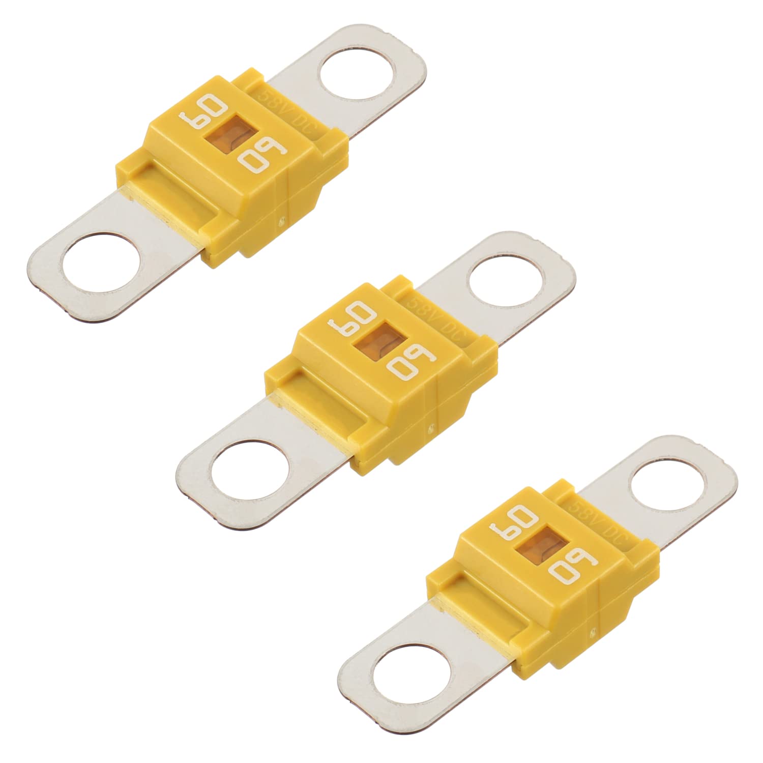BOJACK AMI/Midi 60A High Current Fuse - Bolt-on Fuse 60 Amp for Cars, Trucks, Construction Vehicles, Buses, Caravans (Pack of 3)