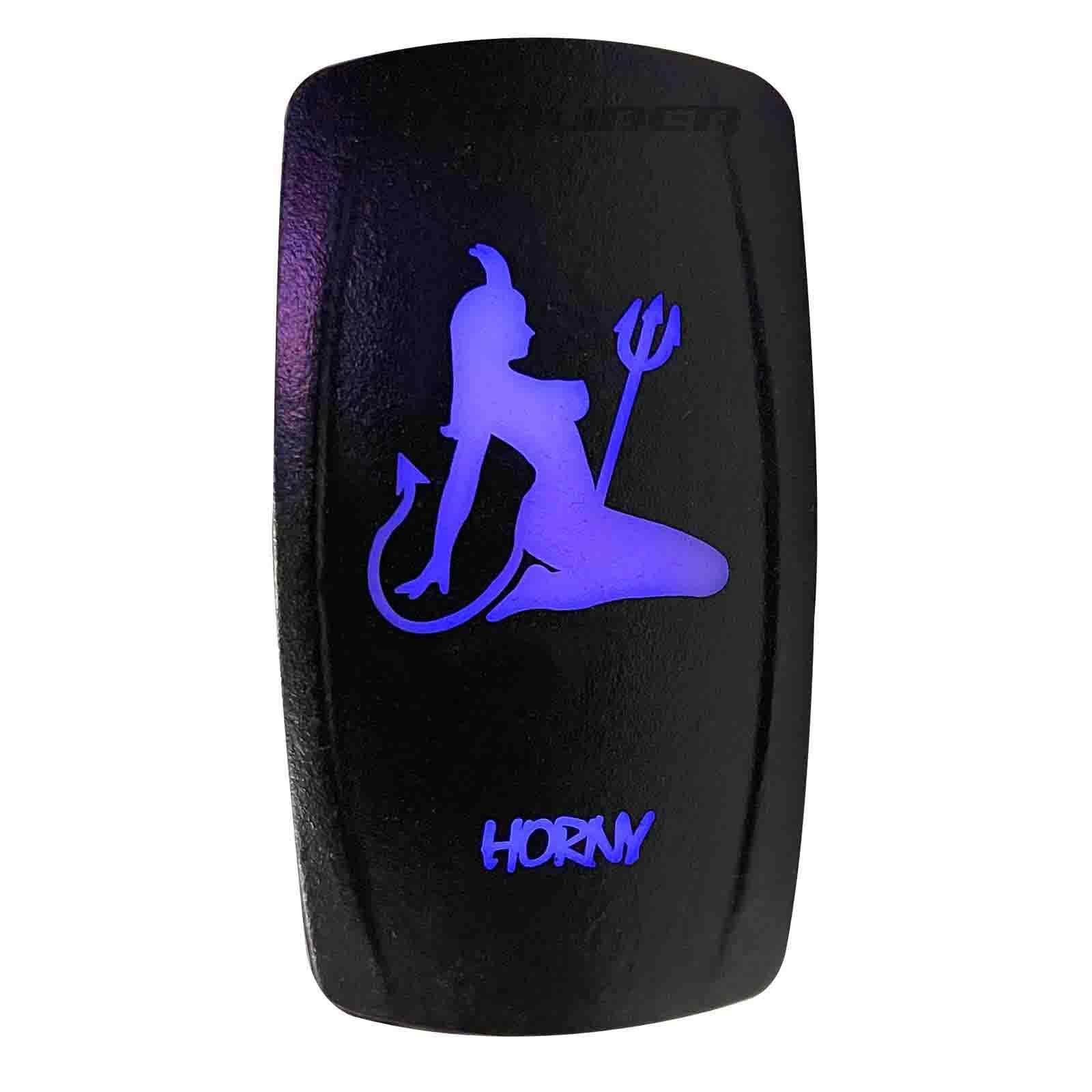 50 Caliber Racing Rocker Switch Momentary/Off Led Backlit -Horny- Utv, Auto, Boat 20A 12V (5359A46 Blue)